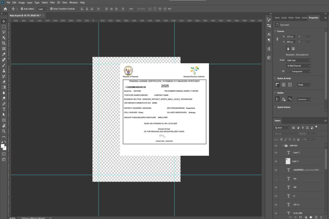 Modèle Word et PDF de certificat de licence commerciale du Rwanda template Modèle Word et PDF de certificat de licence commerciale du Rwanda template